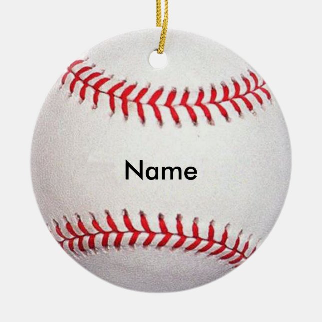Enfeite de Natal de Beisebol com Nome Personalizad (Frente)