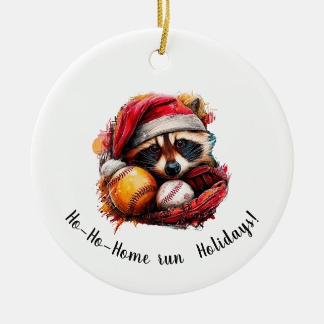 Enfeite de Natal de Beisebol Corrida de Casa Ho-Ho (Frente)