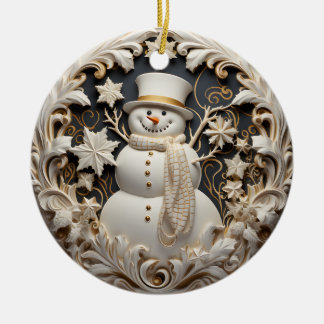 Enfeite de Natal de Boneco de Neve com Efeito 3D |