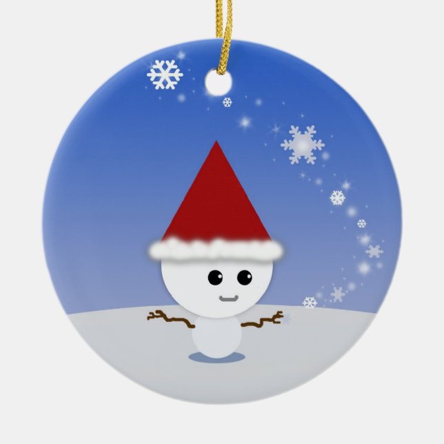 Enfeite de Natal de Boneco de Neve Feliz (Frente)