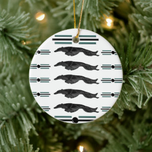 Enfeite de Natal de Borzoi Saltitante Art Déco