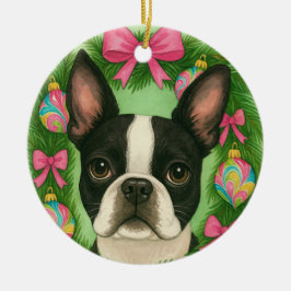 Enfeite de Natal de Boston Terrier