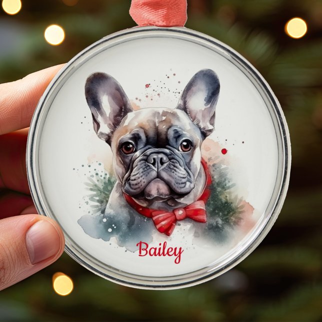 Enfeite de Natal de Bulldog Francês Frenchie (Criador carregado)