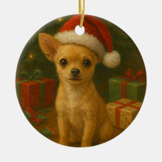 Enfeite de Natal de Cachorro Chihuahua (Frente)