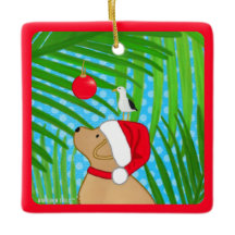 Enfeite de Natal de Cachorro Labrador Amarelo Trop