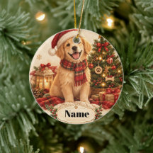 Enfeite de Natal de Cachorro Personalizado Nome
