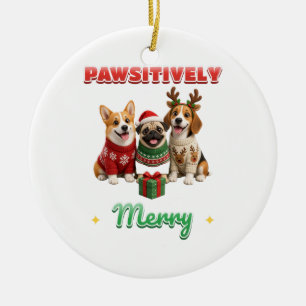 Enfeite de Natal de Cachorros com Suéter Positivam