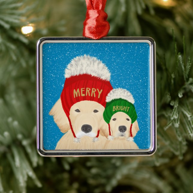Enfeite de Natal de Cachorros Dourados Alegres 202 (Árvore)