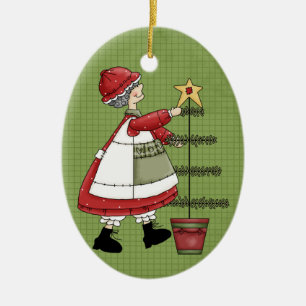 Enfeite de Natal de Cerâmica da Sra. Claus