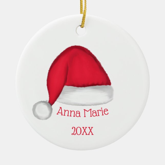 Enfeite de Natal de Chapéu de Papai Noel (Frente)