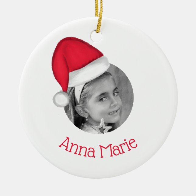 Enfeite de Natal de Chapéu de Papai Noel (Frente)