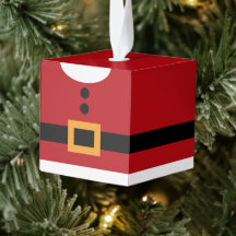 Enfeite de Natal de Cubo de Madeira do Papai Noel
