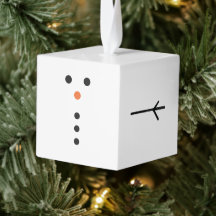 Enfeite de Natal de Cubo de Madeira Homem de Neve