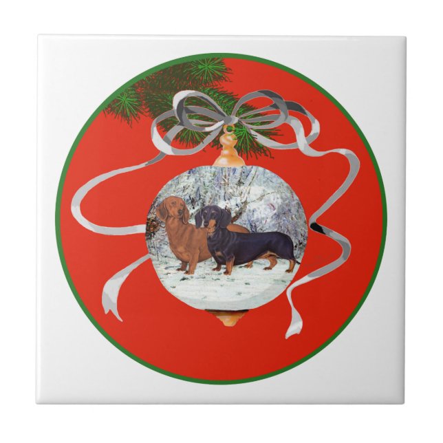 Enfeite de Natal de Dachshunds (Frente)