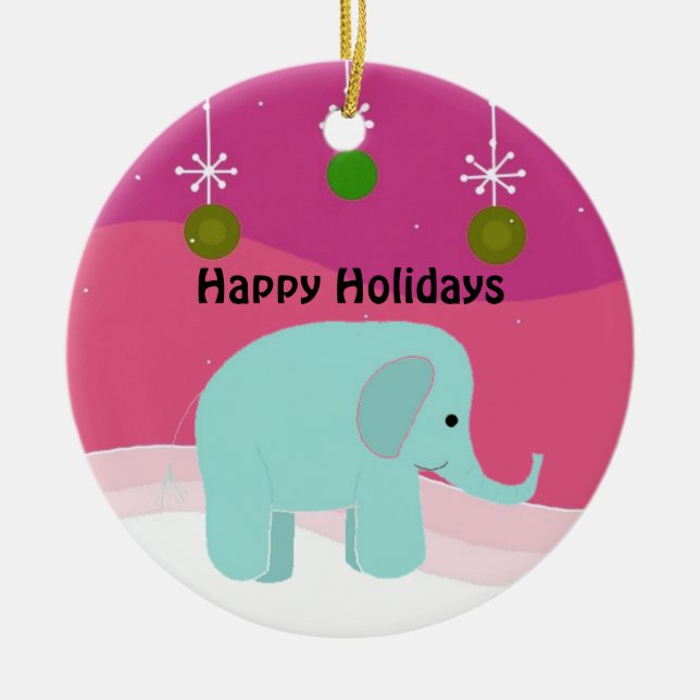 Enfeite de Natal de Elefante Azul (Frente)