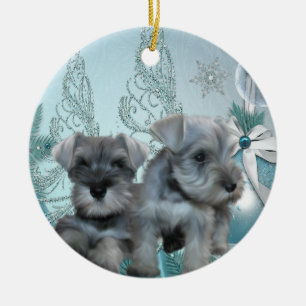 Enfeite de Natal de Filhotes de Schnauzer Azul Tur