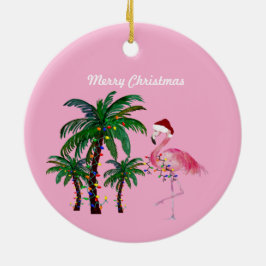 Enfeite de Natal de flamingo e palmeira
