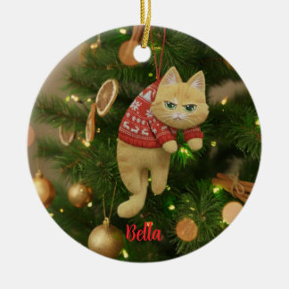 Enfeite de Natal de Gato Malhumorado Divertido com