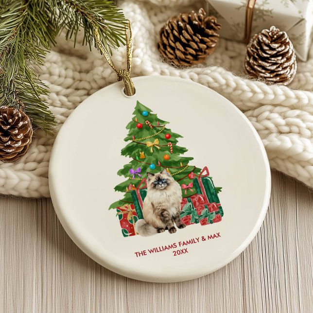 Enfeite de Natal de Gato Ragdoll Festivo (Criador carregado)