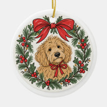 Enfeite de Natal de Goldendoodle Very Merry Doodle