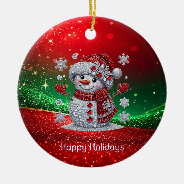 Enfeite de Natal de Homem de Neve com Rhinestones (Frente)