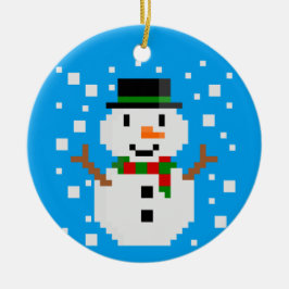 Enfeite de Natal de HOMEM DE NEVE em Pixel Art