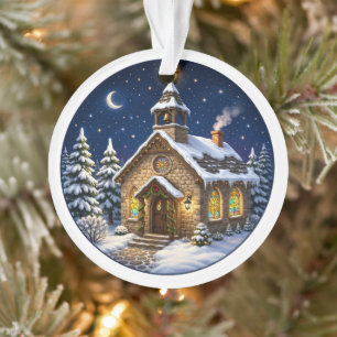 Enfeite de Natal de Igreja de Inverno Aconchegante