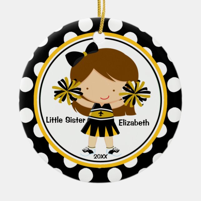 Enfeite de Natal de Irmãzinha Cheerleader Fofa (Frente)