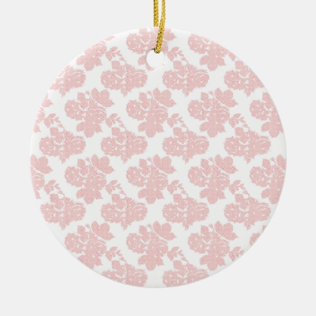 Enfeite de Natal de Luxo Floral Rosado (Frente)