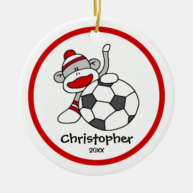 Enfeite de Natal de Menino de Futebol de Macaco de (Frente)
