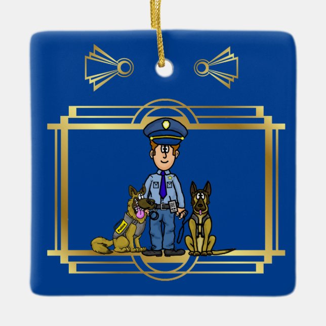 Enfeite de Natal de Oficial de Polícia K-9 Ver. 2 (Frente)