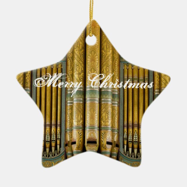 Enfeite de Natal de órgão em verde e dourado (Frente)