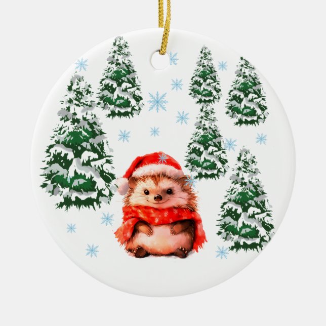 Enfeite de Natal de Ouriço Personalizado 2025, Cor (Frente)