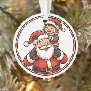 Enfeite de Natal de Papai Noel e Criança
