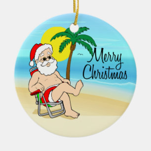 Enfeite de Natal de Papai Noel Tropical