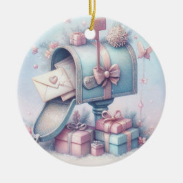 Enfeite de Natal de Pastel Caixa de Correio e Pres