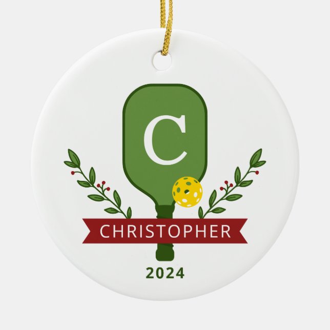 Enfeite de Natal de Pickleball com Foto Personaliz (Frente)
