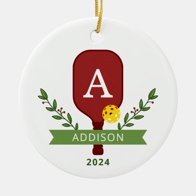 Enfeite de Natal de Pickleball com Foto Personaliz (Frente)