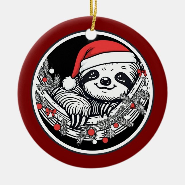 Enfeite de Natal de Preguiça Fofa (Frente)