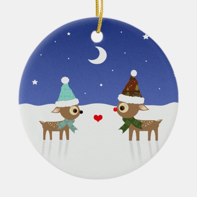 Enfeite de Natal de Rena Fofa (Frente)