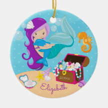 Enfeite de Natal de Sereia & Golfinho Fofo