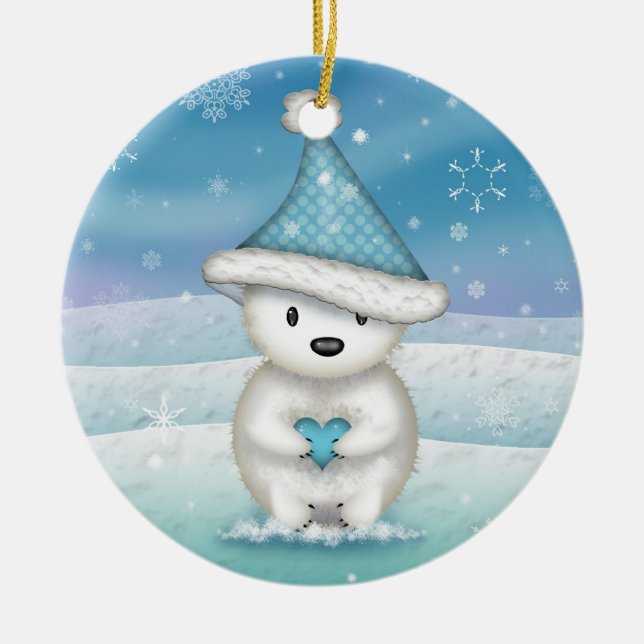 Enfeite de Natal de Urso Polar Pequeno e Fofo (Frente)