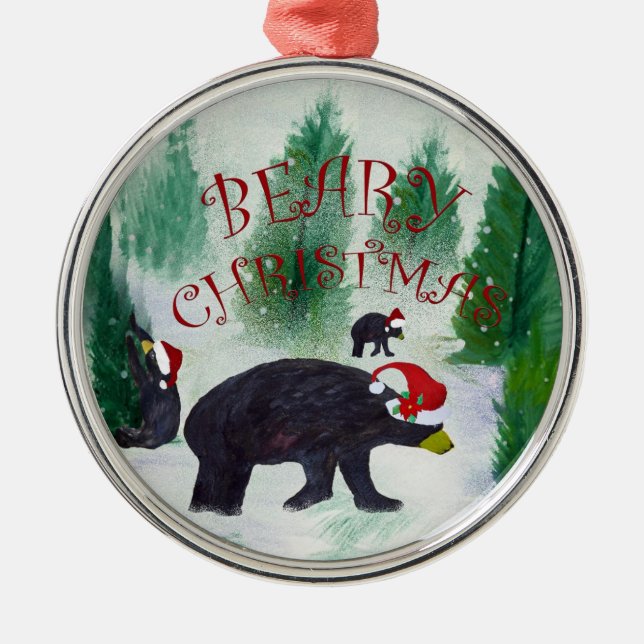 Enfeite de Natal de Urso Preto (Frente)