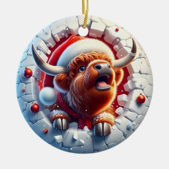 Enfeite de Natal de Vaca das Terras Altas (Frente)