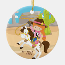 Enfeite de Natal de Vaqueira Fofa a Cavalo