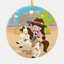 Enfeite de Natal de Vaqueira Fofa a Cavalo