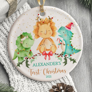 Enfeite de Natal Dinossauro para o Primeiro Natal 