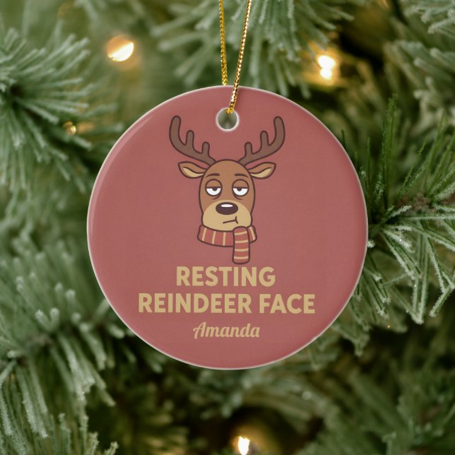 Enfeite de Natal Divertido com Rosto de Rena Relax (Árvore)