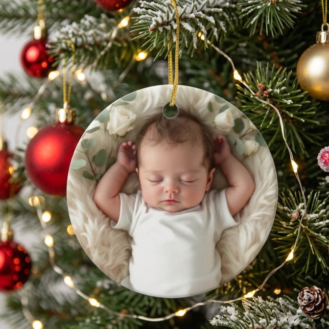 Enfeite de Natal do Primeiro Natal do Bebê com Fot (Criador carregado)