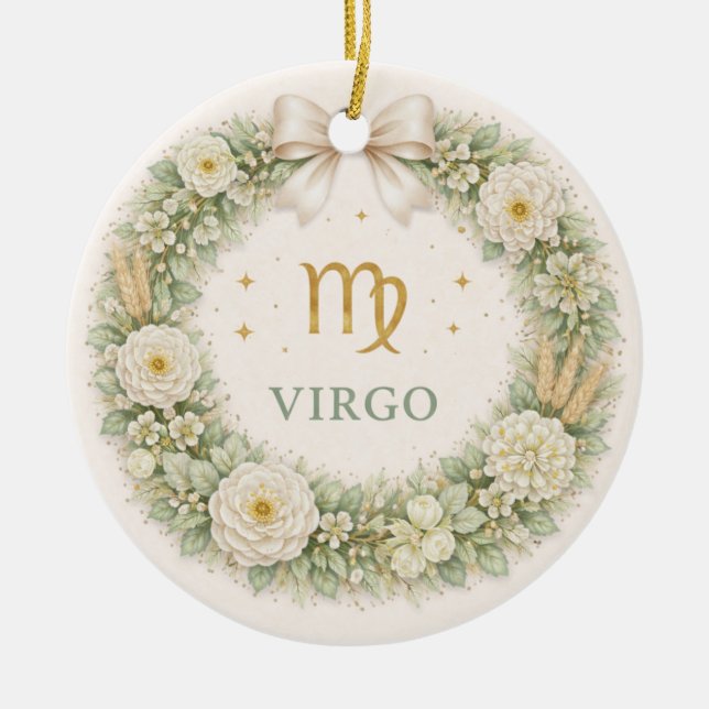 Enfeite de Natal do Zodíaco de Virgem – Coroa Flor (Frente)